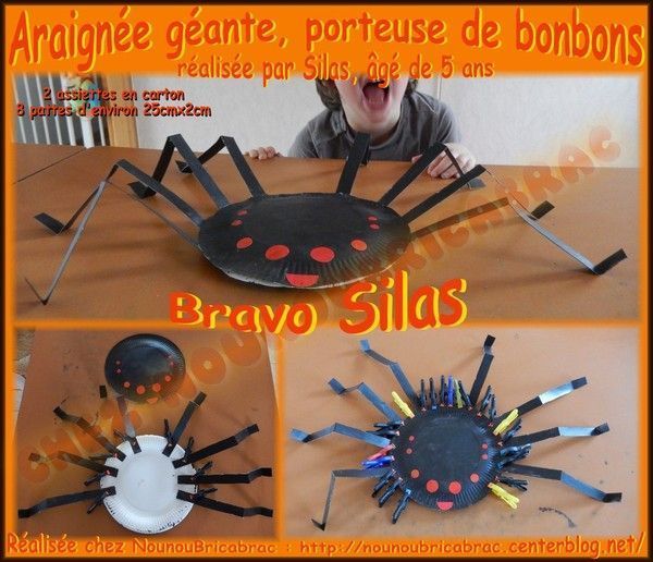 Araignée d'Halloween réalisée par Silas, 5 ans