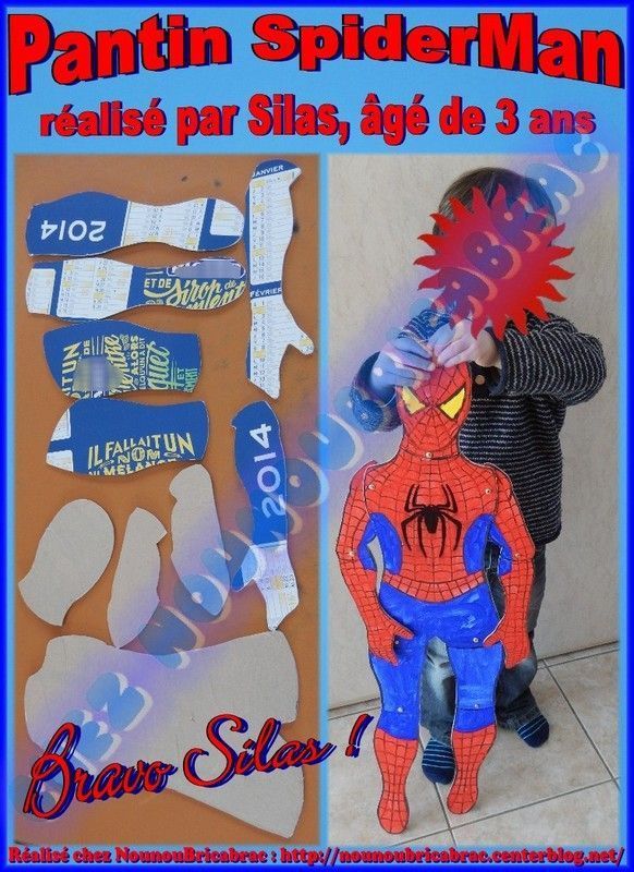 Pantin de Spiderman, réalisé par Silas âgé de 3 ans