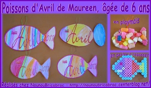 Poissons d'Avril réalisés par Maureen, âgée de 6 ans