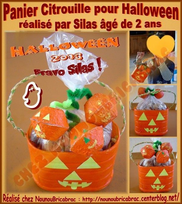 Panier Citrouille pour Halloween, réalisé par Silas, 2 ans