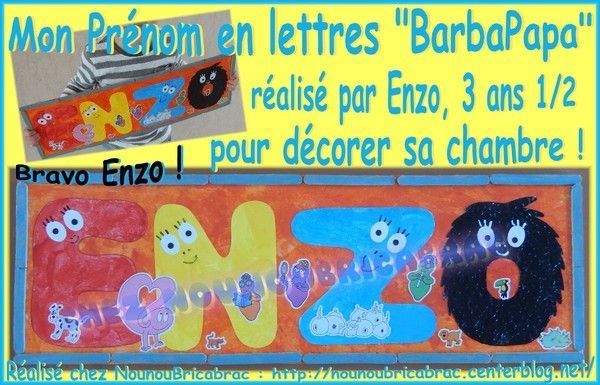Mon prénom en lettres "BarbaPapa" - Enzo, 3 ans 1/2