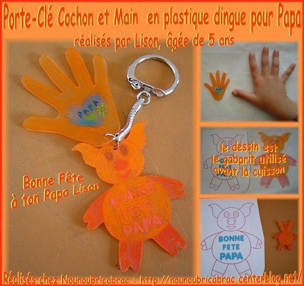 Porte-clé Cochon en plastique dingue réalisé par Lison