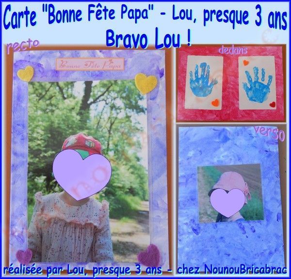 Carte "Bonne Fête Papa" - Lou, presque 3 ans