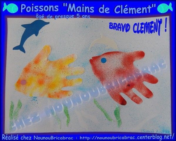 Poissons Mains - Dessin de Clément, presque 5 ans