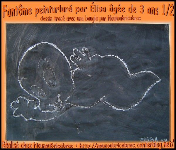 Fantôme peinturluré par Élisa, âgée de 3 ans 1/2