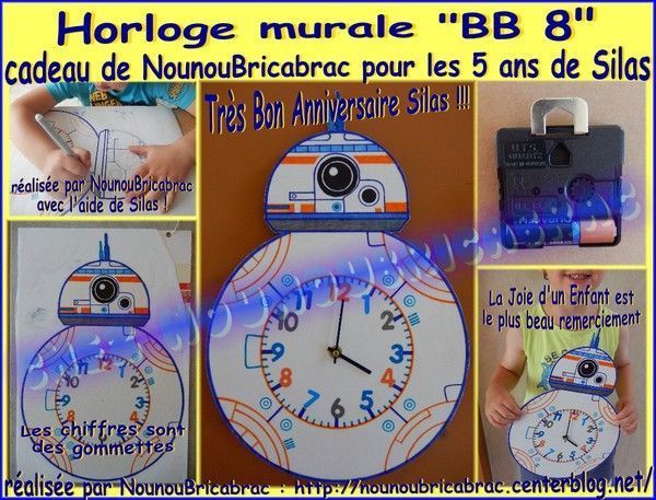 Horloge murale "BB8" pour les 5 ans de Silas