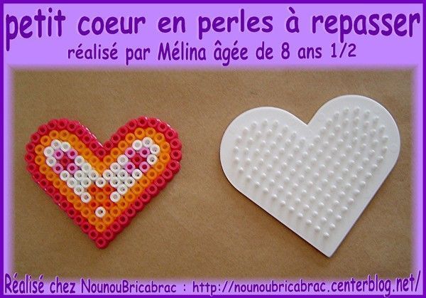 Petit Coeur en perles à repasser réalisé par Mélina
