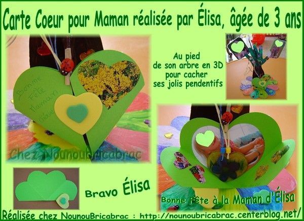 Carte Coeur pour Maman, réalisée par Élisa, âgée de 3 ans