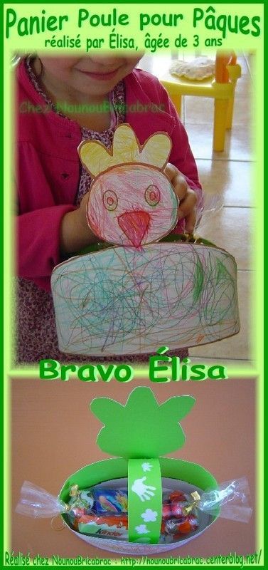 Panier -Poule de Pâques- *1* réalisé par Élisa, 3 ans