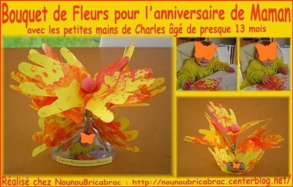 Bouquet de fleurs-mains pour Maman réalisé par Charles