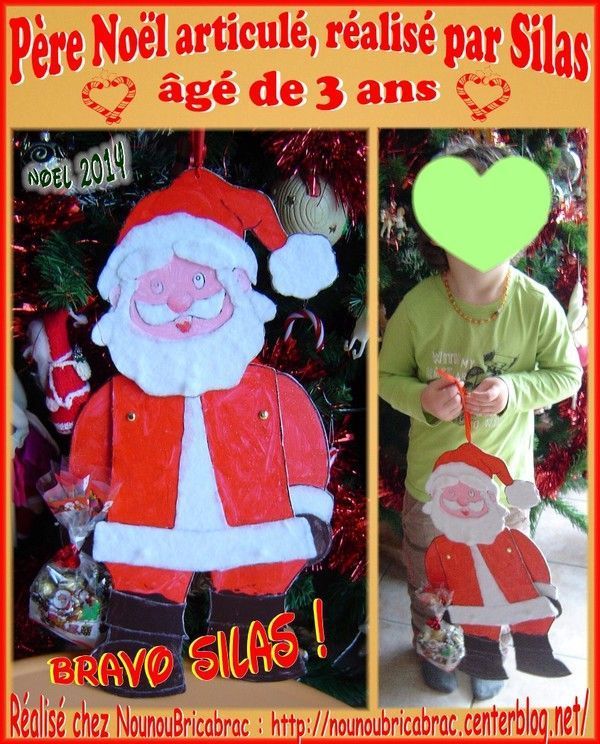 Père Noël articulé réalisé par Silas, 3 ans
