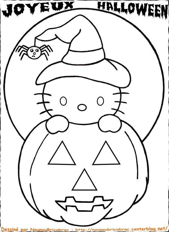 Chaton Hello Kitty à Halloween... à colorier