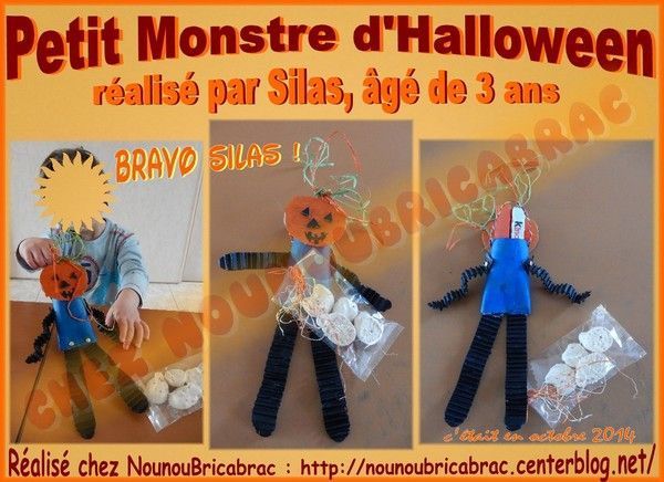 Petit Monstre d'Halloween, réalisé par Silas âgé de 3 ans