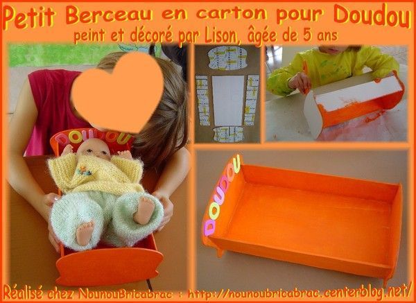 Petit Berceau en carton pour Doudou... Lison, 5 ans