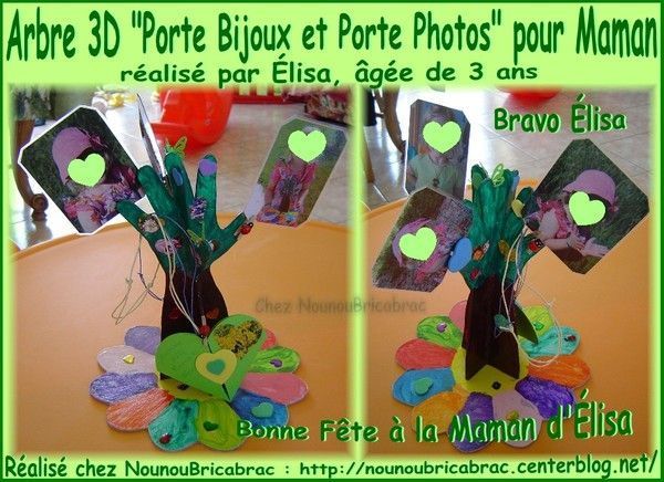 Arbre en 3D *Porte Bijoux* pour Maman, réalisé par Élisa *2*